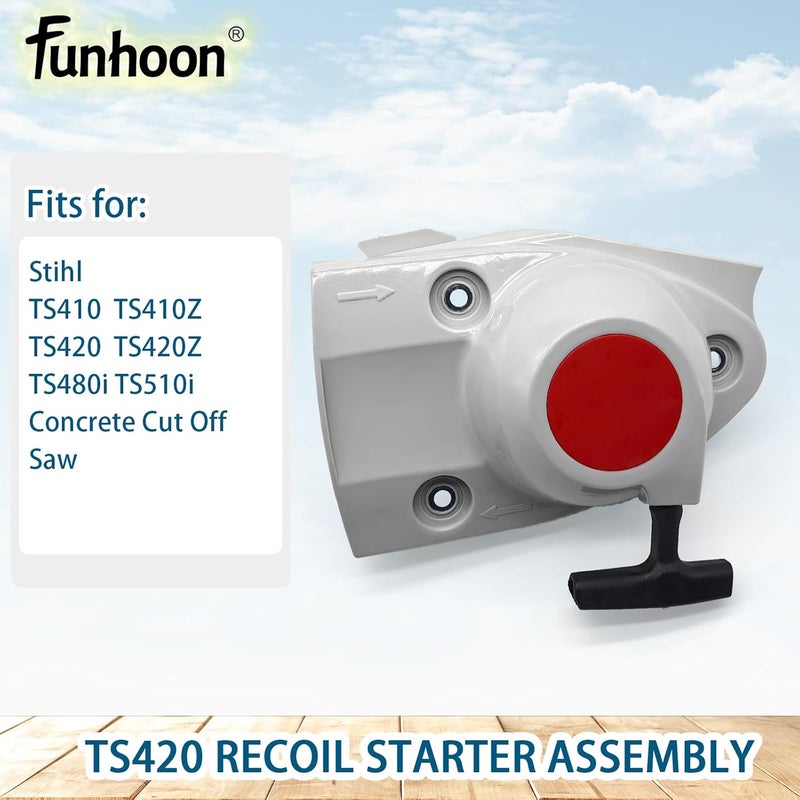 Funhoon 4238 190 0300 Recoil Starter Assembly for Stihl Chainsaw TS410 TS420 TS410Z TS420Z TS480i TS510i Concrete Cut Off Quickie Saw Pull Start Assembly - Image 3